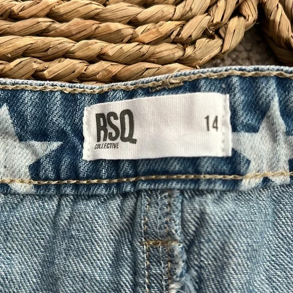 RSQ Collective Star Print Girls Denim Shorts • Size 14 - Picture 7 of 10